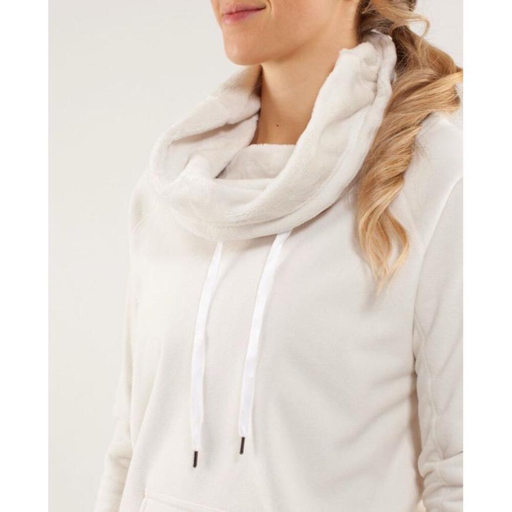 Lululemon Dont Hurry Be Happy Funnel Sweatshirt Womens Size Medium Bone CowlNeck - Picture 16 of 16